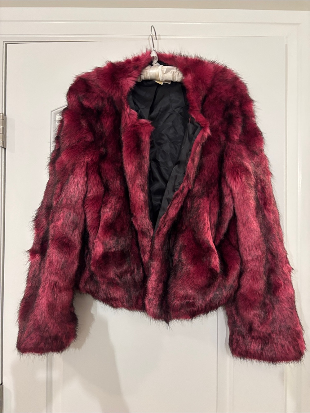 Michael Kors Burgundy Faux Fur Jacket